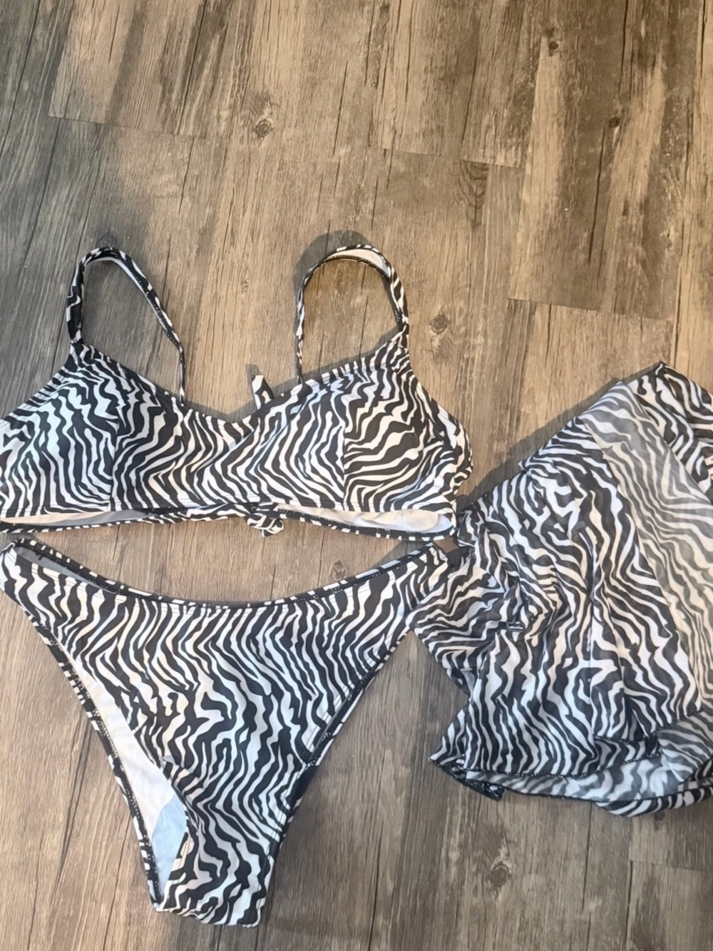 SHEIN Black & White Zebra-Print Bikini Set